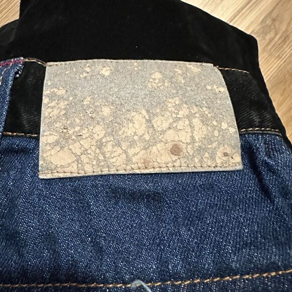 Y2K/2000s Black Blue Velvet Baggy Velvet Jean Denim Shorts Carpenter Skater - Picture 8 of 8